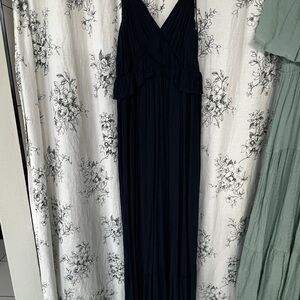 Wishlist Blue Pleated Sleeveless V-Neck Gown